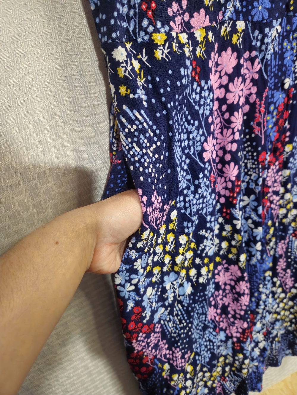 Talbots Navy Floral Button-Front Midi Dress Size 12p - Picture 9 of 13